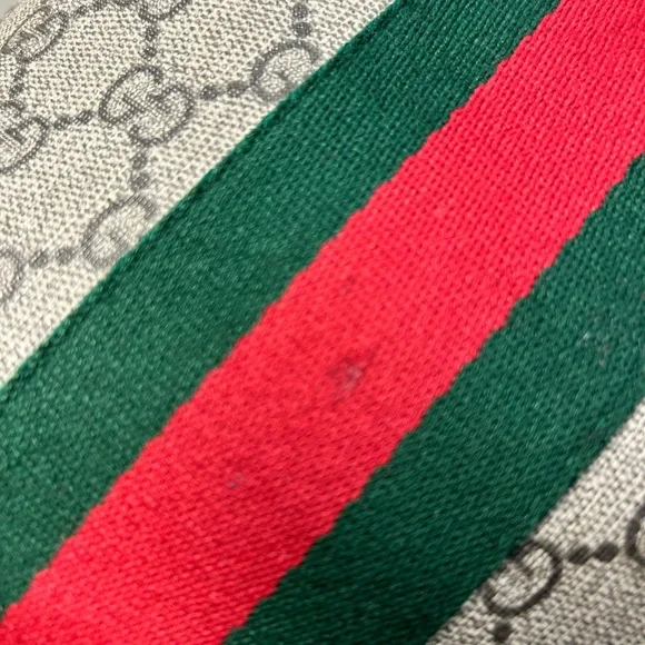Gucci Beige and Brown Ophidia GG Shoulder Bag with Red and Green Stripe - Picture 16 of 16